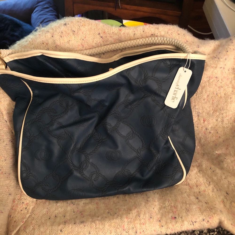 NEW Charming Charlie navy bag